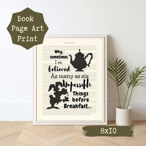 Alice in Wonderland Book Page Wall Art Print